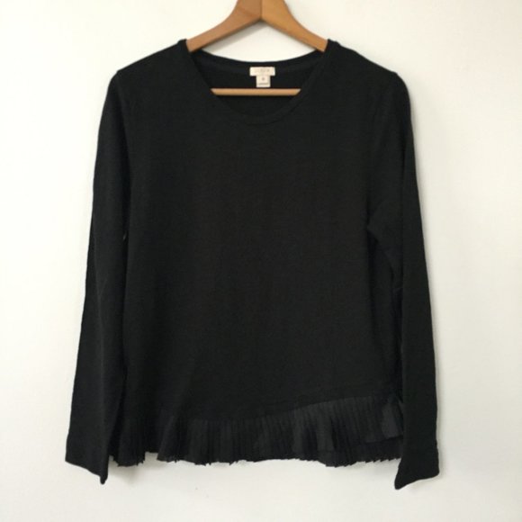 J. Crew Tops - J. Crew Ruffle-hem Sweatshirt in Black